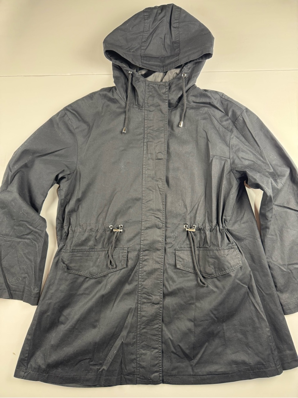 New York & Company Black Hooded Utility Anorak